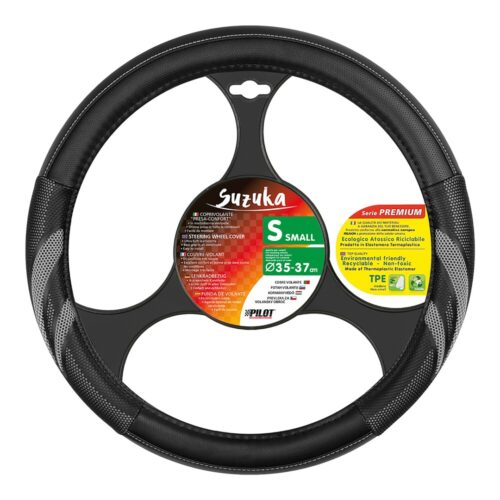 Lampa ΚΑΛΥΜΜΑ ΤΙΜΟΝΙΟΥ SUZUKA (S) 35/37cm ΔΕΡΜΑΤΙΝΗ ΜΑΥΡΟ/ΓΚΡΙ ΑΟΣΜΟ ECO-FRIENDLY