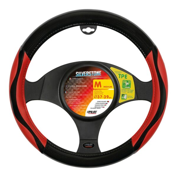 Lampa ΚΑΛΥΜΜΑ ΤΙΜΟΝΙΟΥ SILVERSTONE (M) 37/39 cm CARBON /ΜΑΥΡO-ΚΟΚΚΙΝΟ ΔΕΡΜΑΤΙΝΗ ΑΟΣΜΟ ECO-FRIENDLY - Image 2