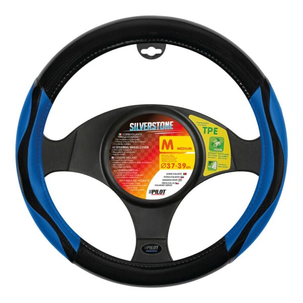 Lampa ΚΑΛΥΜΜΑ ΤΙΜΟΝΙΟΥ SILVERSTONE (M) 37/39 cm CARBON /ΜΑΥΡO-ΜΠΛΕ ΔΕΡΜΑΤΙΝΗ ΑΟΣΜΟ ECO-FRIENDLY - Image 2