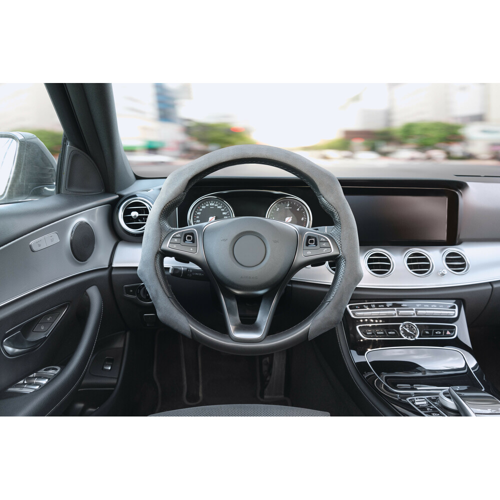 Lampa Lampa Κάλυμμα Τιμονιού Αυτοκινήτου Over-Grip, σπορ Άοσμο Σουέτ ύφασμα από μικροΐνες, universal Γκρί 1-τεμ. (L3307.8) - Image 2