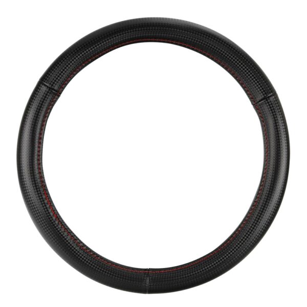 Lampa ΚΑΛΥΜΜΑ ΤΙΜΟΝΙΟΥ RACING PREMIUM RED (M) 37-39cm ΣΥΝΘΕΤΙΚΟ ΔΕΡΜΑ SKEENTEX ΜΑΥΡΟ/ΚΟΚΚΙΝΟ/ CARBON LOOK LAMPA - 1 ΤΕΜ. - Image 2