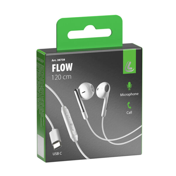 Lampa ΑΚΟΥΣΤΙΚΑ ΜΕ ΜΙΚΡΟΦΩΝΟ FLOW JACK ΛΕΥΚΟ ΧΡΩΜΑ ΜΕ ΚΑΛΩΔΙΟ TYPE-C 120cm LAMPA - 1 ΤΕΜ. - Image 2