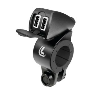 Lampa ΦΟΡΤΙΣΤΗΣ USB ΔΙΠΛΟΣ TREK 12/24V 5400mA ΜΕ ΒΑΣΗ ΣΤΗΡΙΞΗΣ ΤΙΜΟΝΙΟΥ 21-32mm ΚΑΙ ΚΑΛΩΔΙΟ 150cm ΑΔΙΑΒΡΟΧΟΣ