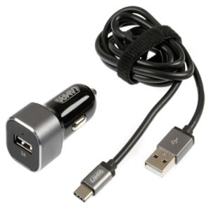 Lampa ΦΟΡΤΙΣΤΗΣ ΑΝΑΠΤΗΡΑ 12/24V ΜΕ 1 USB TYPE-C 3000mA ΜΕ ΚΑΛΩΔΙΟ 100cm FAST CHARGER SILVER LINE