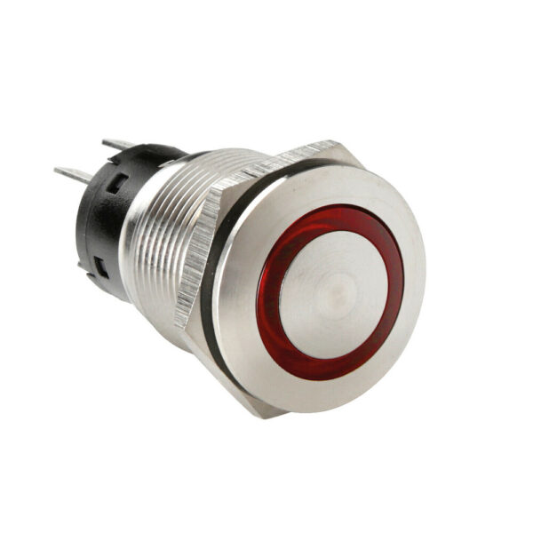 Lampa ΔΙΑΚΟΠΤΗΣ ΜΠΟΥΤΟΝ (BUTTON) 12/24V 5Amax 5PIN IP65 ON/OFF ME LED ΚΟΚΚΙΝΟ ΑΝΟΞΕΙΔΩΤΟ ΑΤΣΑΛΙ​ LAMPA - 1 TEM.