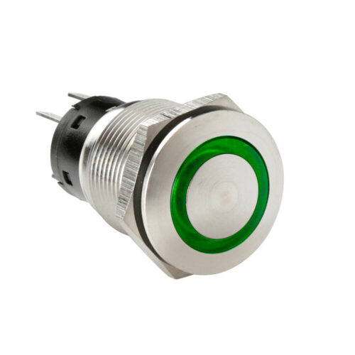 Lampa ΔΙΑΚΟΠΤΗΣ ΜΠΟΥΤΟΝ (BUTTON) 12/24V 5Amax 5PIN IP65 ON/OFF ME LED ΠΡΑΣΙΝΟ ΑΝΟΞΕΙΔΩΤΟ ΑΤΣΑΛΙ LAMPA – 1 TEM.
