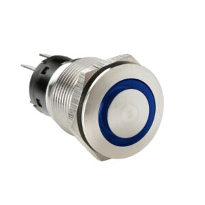 Lampa ΔΙΑΚΟΠΤΗΣ ΜΠΟΥΤΟΝ (BUTTON) 12/24V 5Amax 5PIN IP65 ON/OFF ME LED ΜΠΛΕ ΑΝΟΞΕΙΔΩΤΟ ΑΤΣΑΛΙ LAMPA - 1 TEM.
