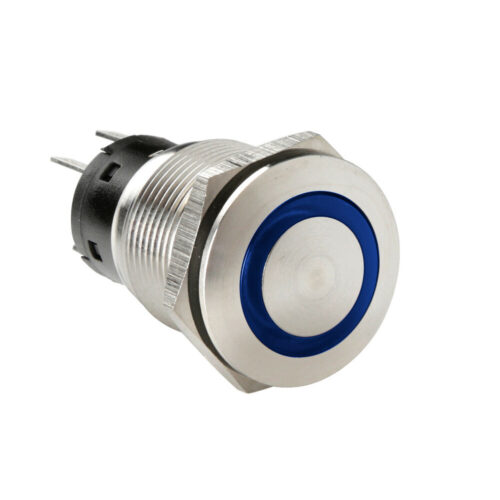 Lampa ΔΙΑΚΟΠΤΗΣ ΜΠΟΥΤΟΝ (BUTTON) 12/24V 5Amax 5PIN IP65 ON/OFF ME LED ΜΠΛΕ ΑΝΟΞΕΙΔΩΤΟ ΑΤΣΑΛΙ LAMPA – 1 TEM.