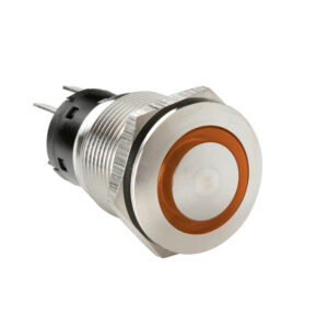 Lampa ΔΙΑΚΟΠΤΗΣ ΜΠΟΥΤΟΝ (BUTTON) 12/24V 5Amax 5PIN IP65 ON/OFF ME LED ΠΟΡΤΟΚΑΛΙ ΑΝΟΞΕΙΔΩΤΟ ΑΤΣΑΛΙ LAMPA - 1 TEM.