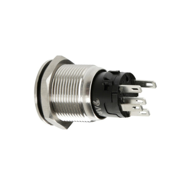 Lampa ΔΙΑΚΟΠΤΗΣ ΜΠΟΥΤΟΝ (BUTTON) 12/24V 5Amax 5PIN IP65 ON/OFF ME LED ΠΟΡΤΟΚΑΛΙ ΑΝΟΞΕΙΔΩΤΟ ΑΤΣΑΛΙ LAMPA - 1 TEM. - Image 2