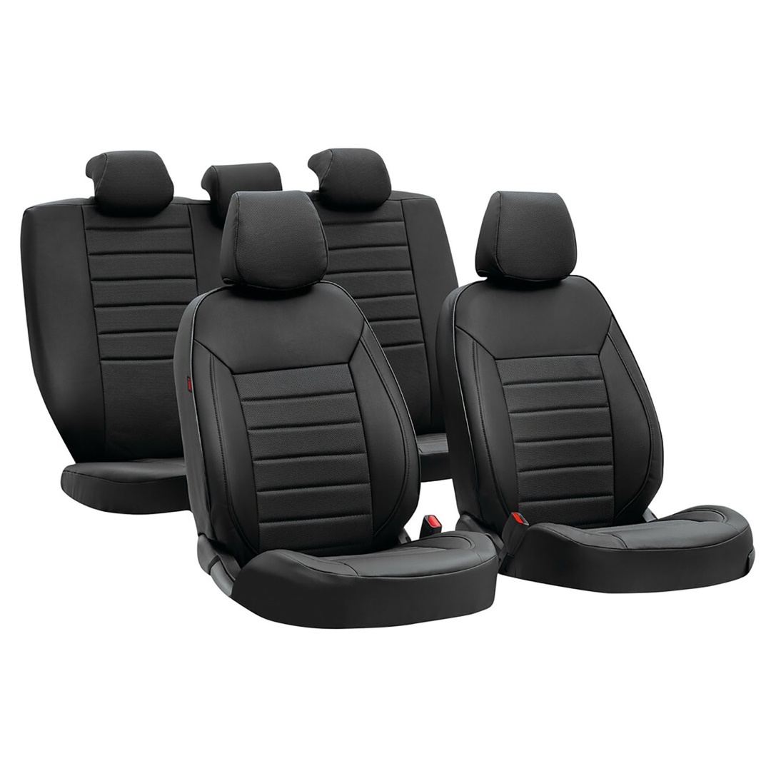 Lampa ΚΑΛΥΜΜΑΤΑ ΚΑΘΙΣΜΑΤΩΝ LUXURY LEATHERETTE ΔΕΡΜΑΤΙΝΗ ΑΦΡΩΔΕΣ ΜΑΥΡΟ -4 ΤΕΜ