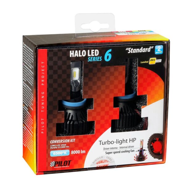 Lampa H8/H9/H11/H16 9-32V 6.500K 8.000lm 60W PGJ19-X HALO LED SERIE 6 STANDARD 8LED ZES 2ΤΕΜ. LED KIT - Image 3