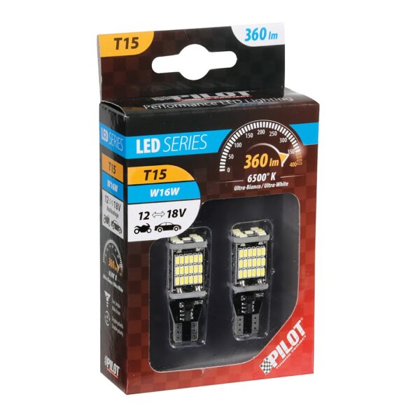 Lampa T15 12-18V W2,1x9,5d 6.500K 360lm 45SMD LED ΛΕΥΚΟ (ΚΑΡΦΩΤΟ-ΔΙΠΛΗΣ ΠΟΛΙΚΟΤΗΤΑΣ) 2ΤΕΜ. - Image 3
