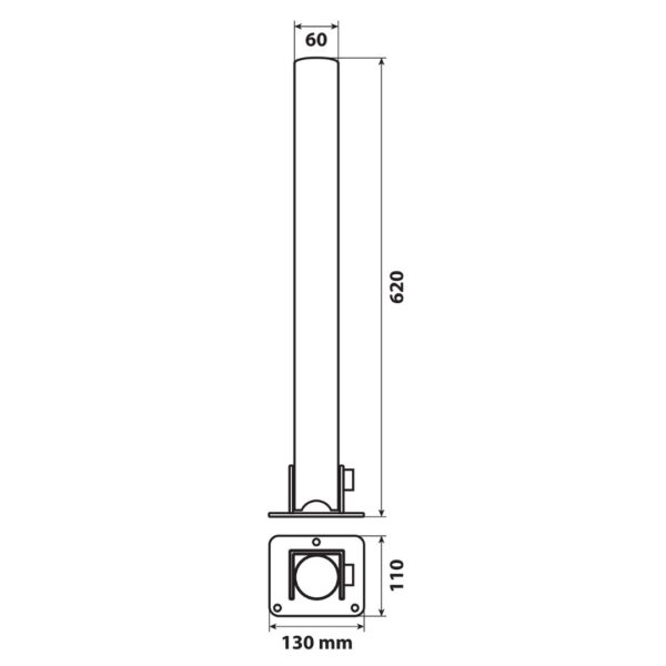 Lampa ΜΠΑΡΑ ΣΤΑΘΜΕΥΣΗΣ/ΣΤΥΛΟΣ ΠΑΡΚΙΝΓΚ 620 Χ 60 mm ΜΕ ΚΛΕΙΔΙ ΚΑΙ ΒΑΣΗ 130 Χ 110 mm - 1 ΤΕΜ. - Image 3