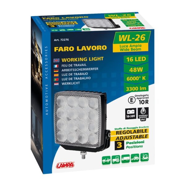 Lampa ΠΡΟΒΟΛΕΑΣ WL-26 16LED 48W 3300lm 10-30V 110x110x44 mm 3 ΘΕΣΕΩΝ ΜΕ ΦΩΣ ΔΙΑΘΛΑΣΗΣ -1ΤΕΜ. - Image 4