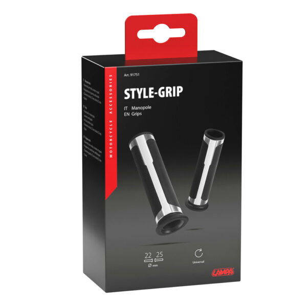 Lampa ΧΕΡΟΥΛΙΑ MOTO STYLE GRIP ΜΑΥΡΟ/ΑΣΗΜΙ ΧΡΩΜΑ 22mm+25mm 12cm LAMPA - 2 τεμ. - Image 2