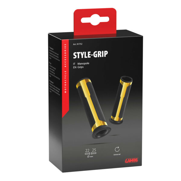 Lampa ΧΕΡΟΥΛΙΑ MOTO STYLE GRIP ΜΑΥΡΟ/ΧΡΥΣΟ ΧΡΩΜΑ 22mm+25mm 12cm LAMPA - 2 τεμ. - Image 2