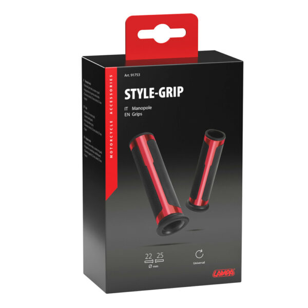 Lampa ΧΕΡΟΥΛΙΑ MOTO STYLE GRIP ΜΑΥΡΟ/ΚΟΚΚΙΝΟ ΧΡΩΜΑ 22mm+25mm 12cm LAMPA - 2 τεμ. - Image 2
