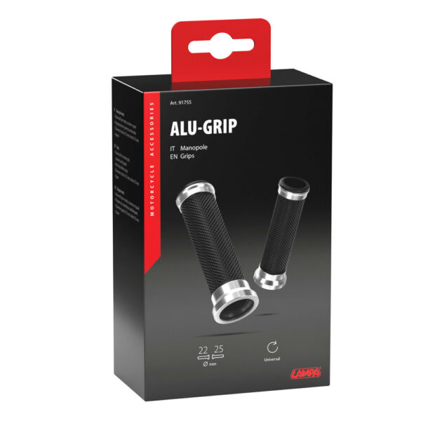Lampa ΧΕΡΟΥΛΙΑ MOTO ALU GRIP  ΜΑΥΡΟ/ΑΣΗΜΙ ΧΡΩΜΑ 22mm+25mm 12cm LAMPA - 2 τεμ. - Image 2