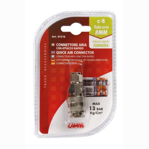 Lampa ΣΥΝΔΕΣΜΟΣ C-8 ΘΗΛΥΚΟΣ ΓΙΑ ΣΩΛΗΝΑ ΑΕΡΑ ΦΟΡΤΗΓΟΥ ΜΕ ΔΙΑΜΕΤΡΟ 8 mm - 13 bar/kg/cm2 max - 1 ΤΕΜ. - Image 3