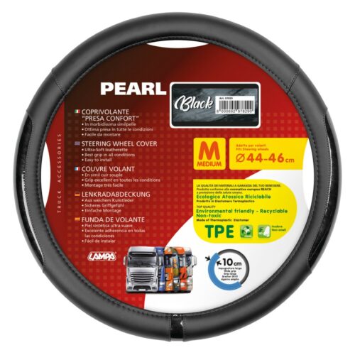 Lampa ΚΑΛΥΜΜΑ ΤΙΜΟΝΙΟΥ ΦΟΡΤΗΓΟΥ PEARL BLACK ΔΕΡΜΑΤΙΝΗ ΜΑΥΡΟ (M) 44-46cm ΟΙΚΟΛΟΓΙΚΟ ΚΑΙ ΑΟΣΜΟ