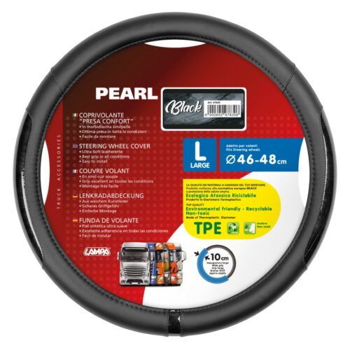 Lampa ΚΑΛΥΜΜΑ ΤΙΜΟΝΙΟΥ ΦΟΡΤΗΓΟΥ PEARL BLACK ΔΕΡΜΑΤΙΝΗ ΜΑΥΡΟ (L) 46-48cm ΟΙΚΟΛΟΓΙΚΟ ΚΑΙ ΑΟΣΜΟ