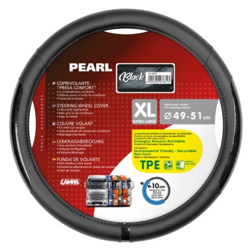 Lampa ΚΑΛΥΜΜΑ ΤΙΜΟΝΙΟΥ ΦΟΡΤΗΓΟΥ PEARL BLACK ΔΕΡΜΑΤΙΝΗ ΜΑΥΡΟ (XL) 49-51cm ΟΙΚΟΛΟΓΙΚΟ ΚΑΙ ΑΟΣΜΟ