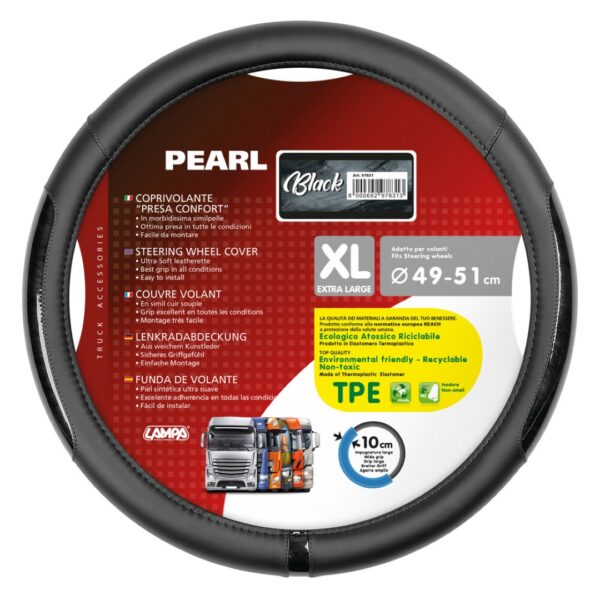 Lampa ΚΑΛΥΜΜΑ ΤΙΜΟΝΙΟΥ ΦΟΡΤΗΓΟΥ PEARL BLACK ΔΕΡΜΑΤΙΝΗ ΜΑΥΡΟ (XL) 49-51cm ΟΙΚΟΛΟΓΙΚΟ ΚΑΙ ΑΟΣΜΟ