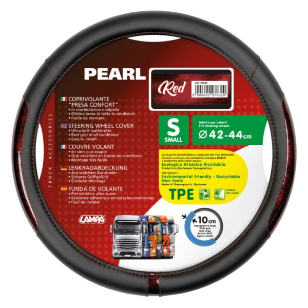 Lampa ΚΑΛΥΜΜΑ ΤΙΜΟΝΙΟΥ ΦΟΡΤΗΓΟΥ PEARL RED ΔΕΡΜΑΤΙΝΗ ΜΑΥΡΟ/ΚΟΚΚΙΝΟ (S) 42-44cm ΟΙΚΟΛΟΓΙΚΟ ΚΑΙ ΑΟΣΜΟ