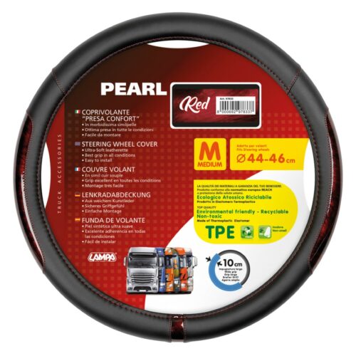 Lampa ΚΑΛΥΜΜΑ ΤΙΜΟΝΙΟΥ ΦΟΡΤΗΓΟΥ PEARL RED ΔΕΡΜΑΤΙΝΗ ΜΑΥΡΟ/ΚΟΚΚΙΝΟ (M) 44-46cm ΟΙΚΟΛΟΓΙΚΟ ΚΑΙ ΑΟΣΜΟ