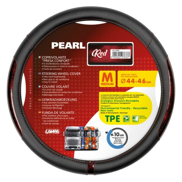 Lampa ΚΑΛΥΜΜΑ ΤΙΜΟΝΙΟΥ ΦΟΡΤΗΓΟΥ PEARL RED ΔΕΡΜΑΤΙΝΗ ΜΑΥΡΟ/ΚΟΚΚΙΝΟ (M) 44-46cm ΟΙΚΟΛΟΓΙΚΟ ΚΑΙ ΑΟΣΜΟ