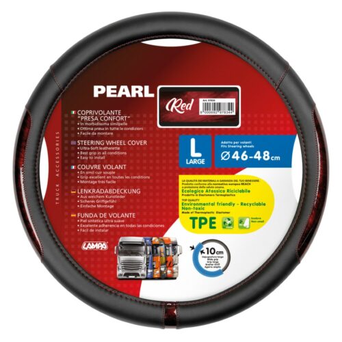 Lampa ΚΑΛΥΜΜΑ ΤΙΜΟΝΙΟΥ ΦΟΡΤΗΓΟΥ PEARL RED ΔΕΡΜΑΤΙΝΗ ΜΑΥΡΟ/ΚΟΚΚΙΝΟ (L) 46-48cm ΟΙΚΟΛΟΓΙΚΟ ΚΑΙ ΑΟΣΜΟ