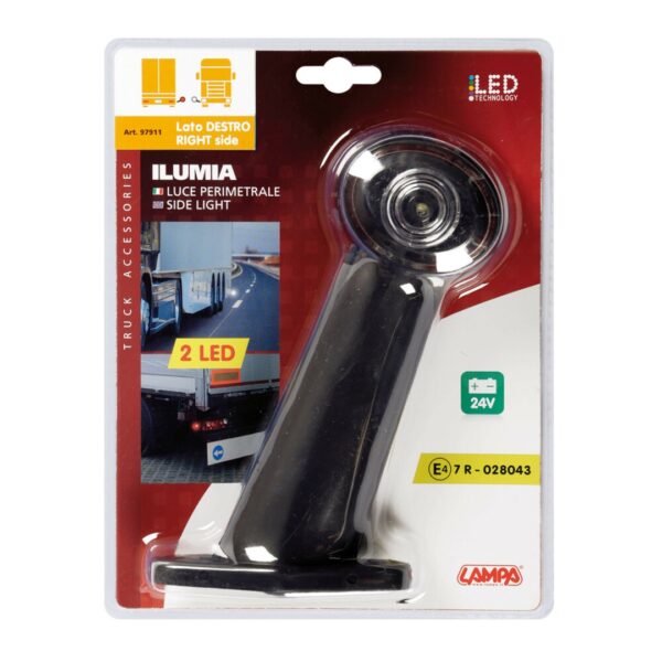 Lampa ΦΩΣ ΟΓΚΟΥ ΦΟΡΤΗΓΟΥ ΔΙΠΛΗΣ ΟΨΗΣ  ΜΕ 2 LED 24V ΓΙΑ ΔΕΞΙΑ ΠΛΕΥΡΑ ΛΕΥΚΟ/ΚΟΚΚΙΝΟ ΜΕ ΣΤΑΘΕΡΟ ΒΡΑΧΙΟΝΑ 60 ΜΟΙΡΩΝ ILUMIA UNIVERSAL -1ΤΕΜ. - Image 2
