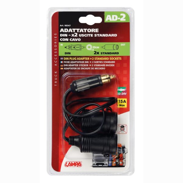 Lampa ΑΝΤΑΠΤΟΡΑΣ ΑΝΑΠΤΗΡΑ ΔΙΠΛΟΣ AD-2 12/24V 15A ΜΕ ΚΑΛΩΔΙΟ 20cm - Image 2