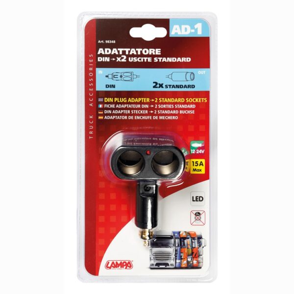 Lampa ΑΝΤΑΠΤΟΡΑΣ ΑΝΑΠΤΗΡΑ ΔΙΠΛΟΣ AD-2 12/24V 15A ΜΕ ΦΩΣ ΕΝΔΕΙΞΗΣ LED - Image 2
