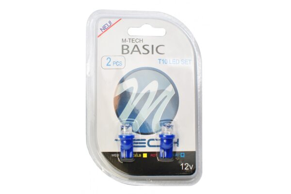 M-Tech T10 W5W 12V W2,1x9,5d LED 1xFlux 8mm ΜΠΛΕ ΔΙΑΘΛΑΣΗΣ (ΚΑΡΦΩΤΟ ΑΚΑΛΥΚΟ) BLISTER 2ΤΕΜ. M-TECH - Image 2