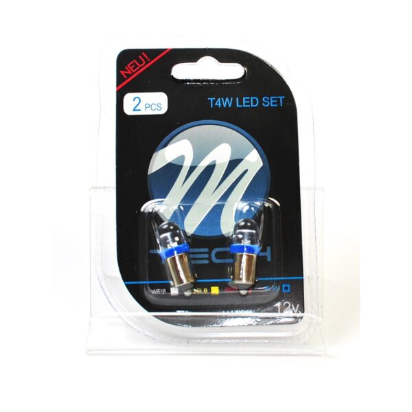 M-Tech T4W 12V 0,32W BA9s (ΜΙΝΙΟΝ) LED 1xFlux 8mm ΜΠΛΕ BLISTER 2ΤΕΜ. - Image 2