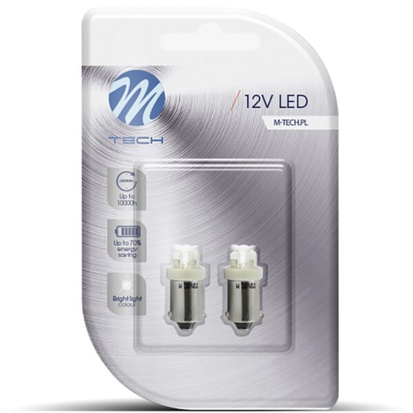 M-Tech T4W 12V 0,96W BA9s (ΜΙΝΙΟΝ) LED 4xLED 3mm ΛΕΥΚΟ BLISTER 2ΤΕΜ. M-TECH - Image 2