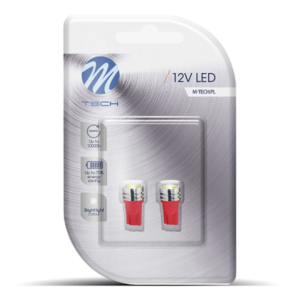 M-Tech T10 W5W 12V W2,1x9,5d LED 1xHP ΚΟΚΚΙΝΟ (ΚΑΡΦΩΤΟ ΑΚΑΛΥΚΟ) BLISTER 2ΤΕΜ. M-TECH - Image 2
