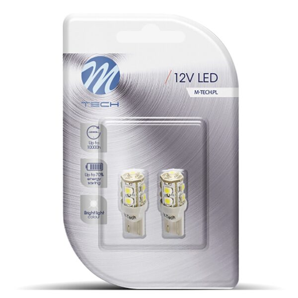 M-Tech T10 W5W 12V W2,1x9,5d LED 9xSMD3528 ΜΠΛΕ (ΚΑΡΦΩΤΟ ΑΚΑΛΥΚΟ) BLISTER 2ΤΕΜ. M-TECH - Image 2