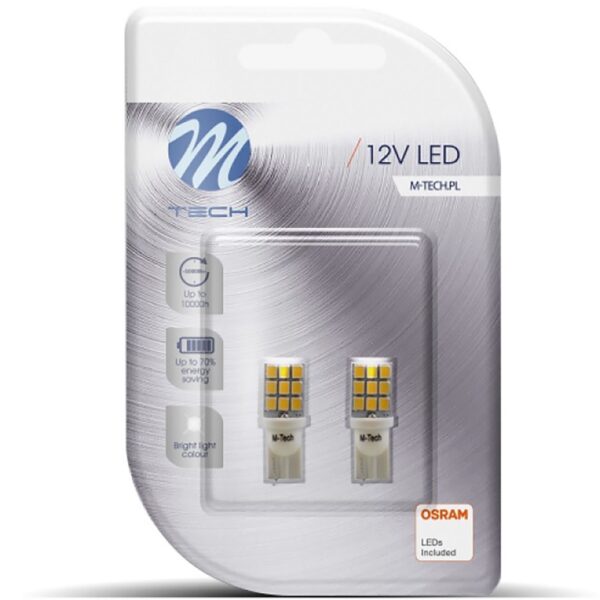 M-Tech T10 W5W 12V W2,1x9,5d LED 9xSMD2835 ΛΕΥΚΟ (ΚΑΡΦΩΤΟ ΑΚΑΛΥΚΟ) BLISTER 2ΤΕΜ. M-TECH - Image 3