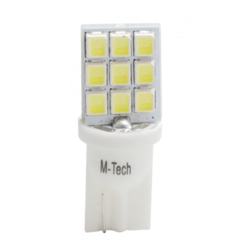 M-Tech T10 W5W 12V W2,1×9,5d LED 9xSMD2835 ΛΕΥΚΟ (ΚΑΡΦΩΤΟ ΑΚΑΛΥΚΟ) BLISTER 2ΤΕΜ. M-TECH