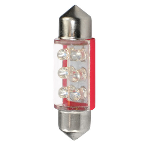 M-Tech ΛΑΜΠΑΚΙΑ ΠΛΑΦΟΝΙΕΡΑΣ C5W/C10W 12V 0,37W SV8,5 36mm LED 6xFlux 3mm ΚΟΚΚΙΝΟ BLISTER 2ΤΕΜ.