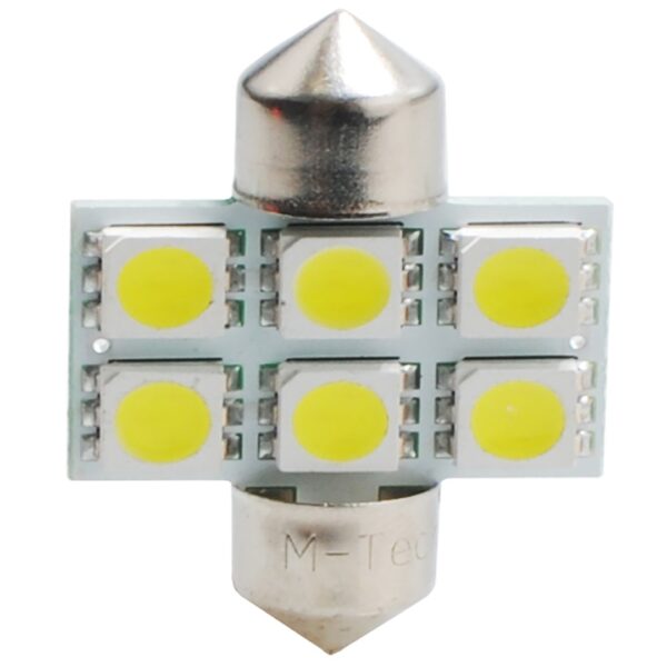 M-Tech ΛΑΜΠΑΚΙΑ ΠΛΑΦΟΝΙΕΡΑΣ C5W/C10W 12V 1,44W SV8,5 31mm LED 6xSMD5050 ΛΕΥΚΟ 2ΤΕΜ.