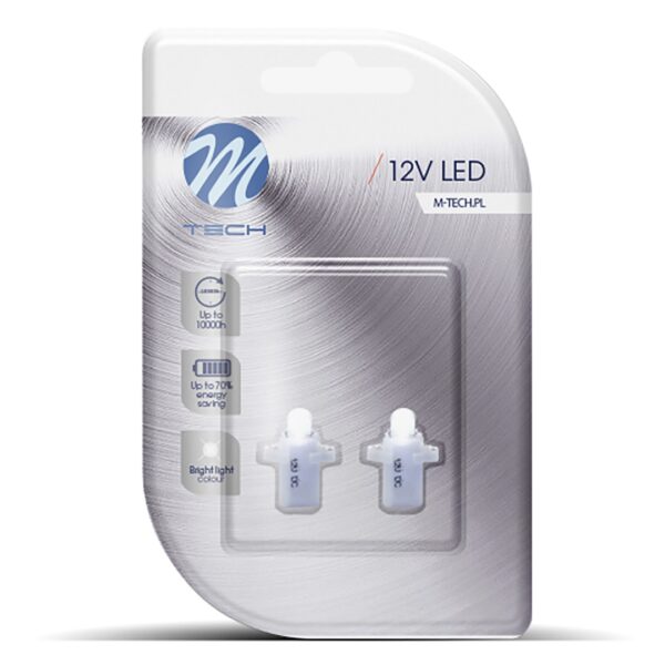M-Tech BAX 12V B8,3d 0,2W LED 1xFLUX 5mm ΛΕΥΚΟ BLISTER 2ΤΕΜ. M-TECH - Image 2