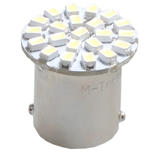M-Tech R5W/R10W 12V BA15s 1,44W LED 22xSMD3020 PREMIUM ΛΕΥΚΟ BLISTER 2ΤΕΜ. M-TECH