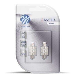 M-Tech ΛΑΜΠΑΚΙΑ ΠΛΑΦΟΝΙΕΡΑΣ C5W/C10W 12V 1,44W SV8,5 36mm PREMIUM LED 6xSMD5050 ΜΠΛΕ BLISTER 2ΤΕΜ. M-TECH