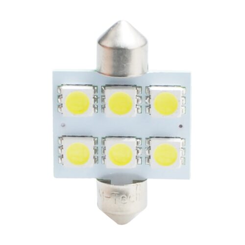 M-Tech ΛΑΜΠΑΚΙΑ ΠΛΑΦΟΝΙΕΡΑΣ C5W/C10W 12V 1,44W SV8,5 36mm PREMIUM LED 6xSMD5050 ΛΕΥΚΟ BLISTER 2ΤΕΜ. M-TECH