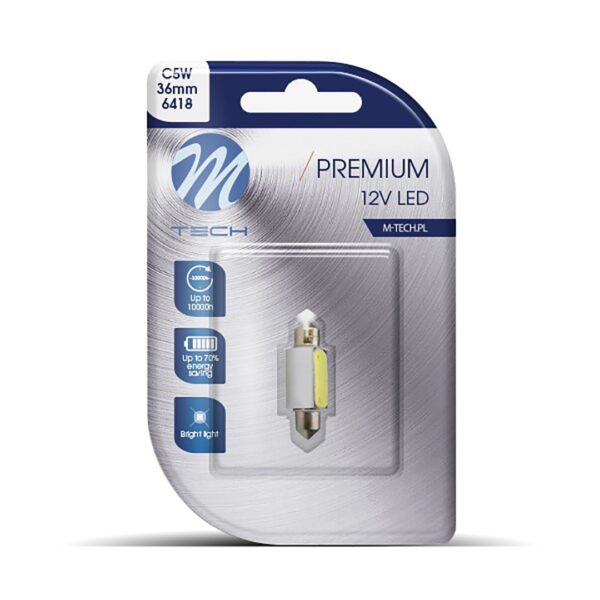 M-Tech ΛΑΜΠΑΚΙΑ ΠΛΑΦΟΝΙΕΡΑΣ C5W 12V 1,5W SV8,5 36mm LED 1xHP PREMIUM BLISTER ΛΕΥΚΟ 1 ΤΕΜ. - Image 2