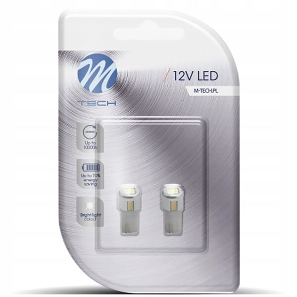 M-Tech T10 W5W 12V W2,1x9,5d LED 6xSMD5730 ΛΕΥΚΟ (ΚΑΡΦΩΤΟ ΑΚΑΛΥΚΟ) BLISTER 2ΤΕΜ. M-TECH - Image 2